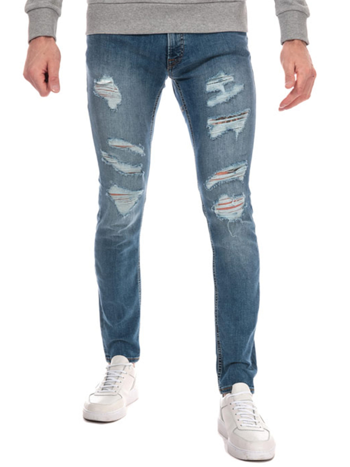 Image for Men's Ripped Skinny Jeans,Blue