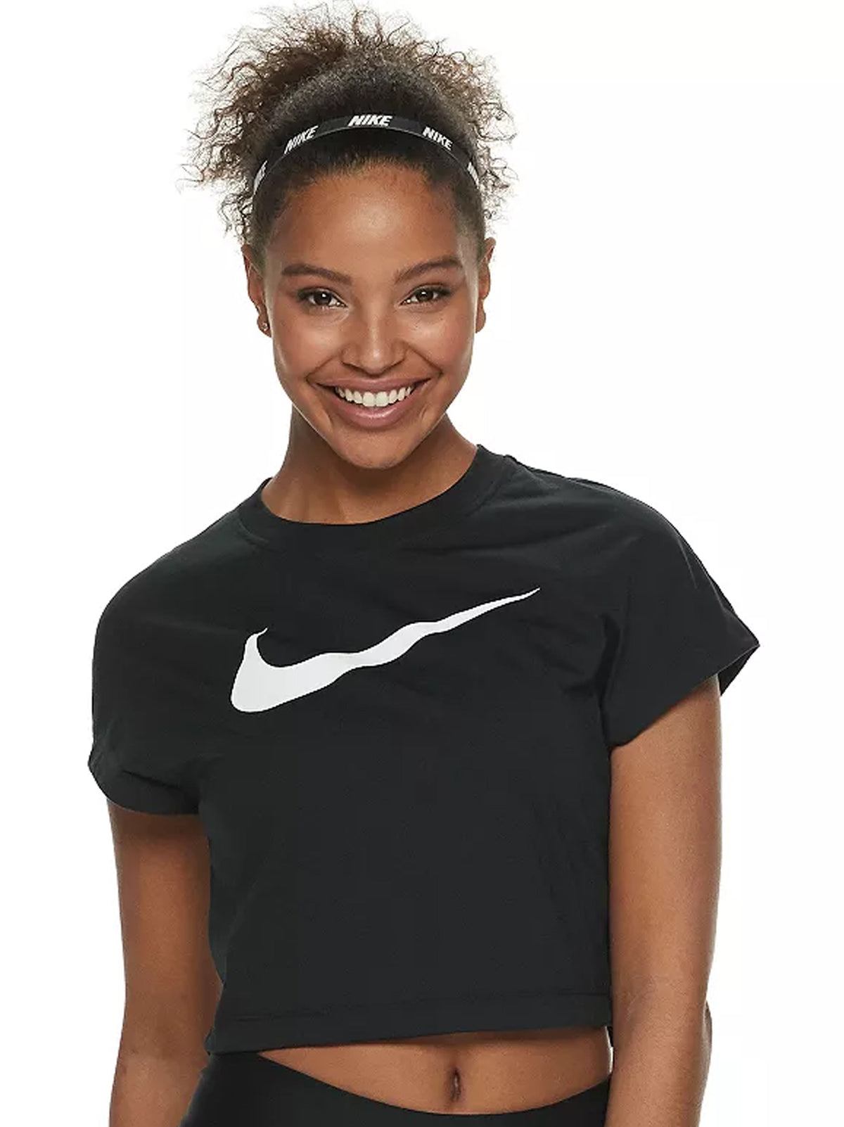 Image for Women's Brand Logo Printed Cropped Tee,Black