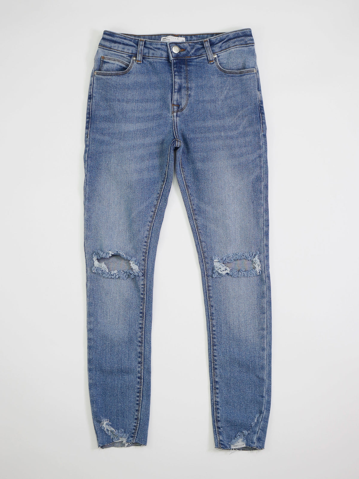 Image for Women's Washed Ripped Skinny Jeans,Blue