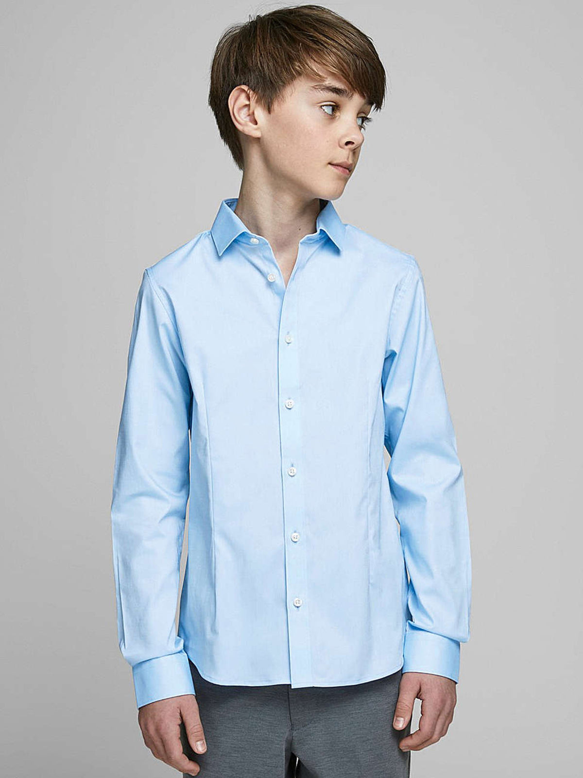 Image for Kids Boy Plain Solid Dress Shirt,Light Blue