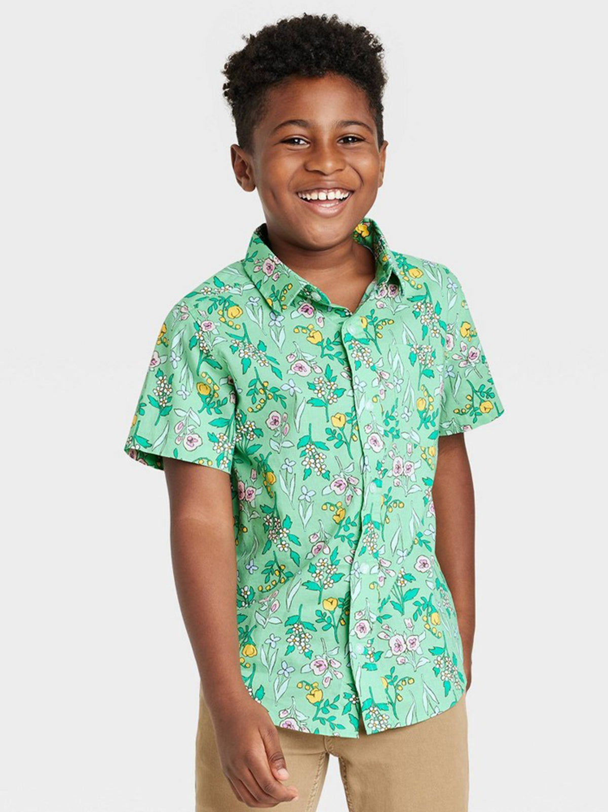 Image for Kids Boy Floral Printed Shirt,Green