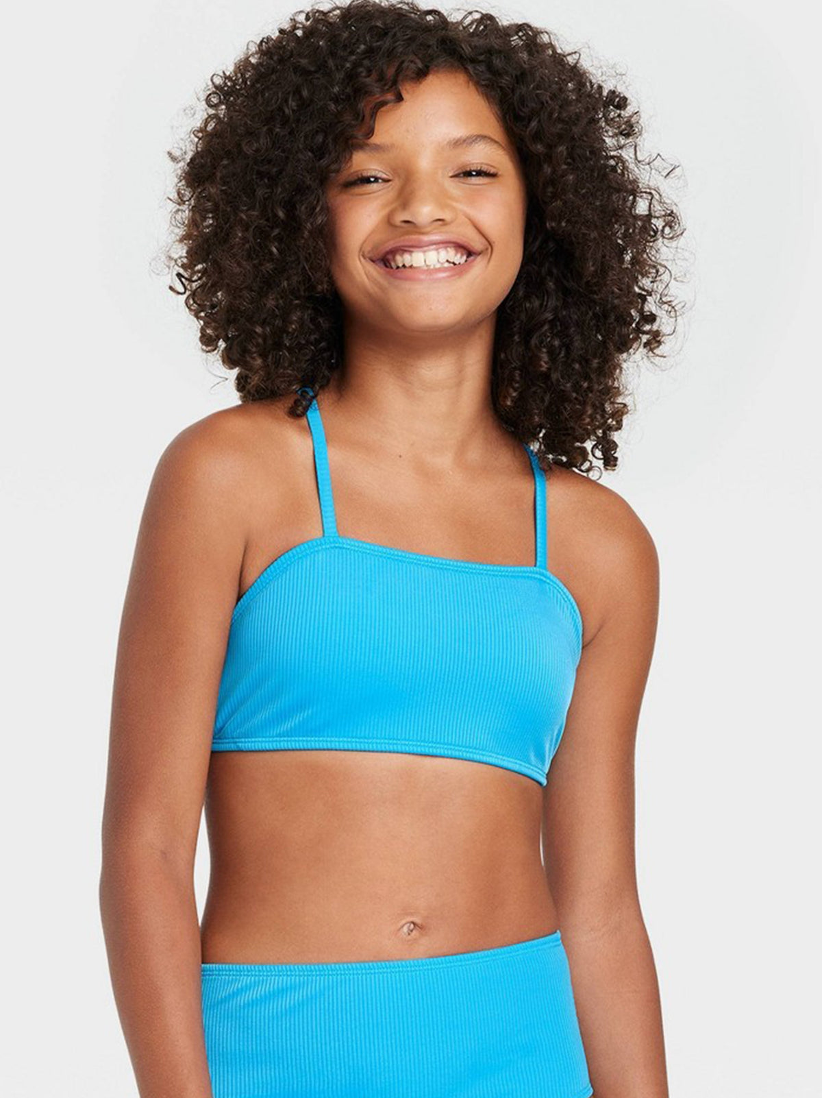 Image for Kids Girl Ribbed Bralette Bikini Top,Blue