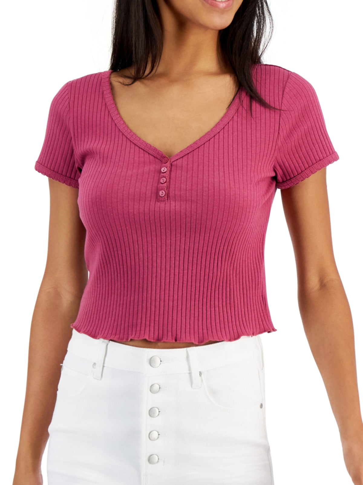 Image for Women's Ribbed Top,Berry Brick
