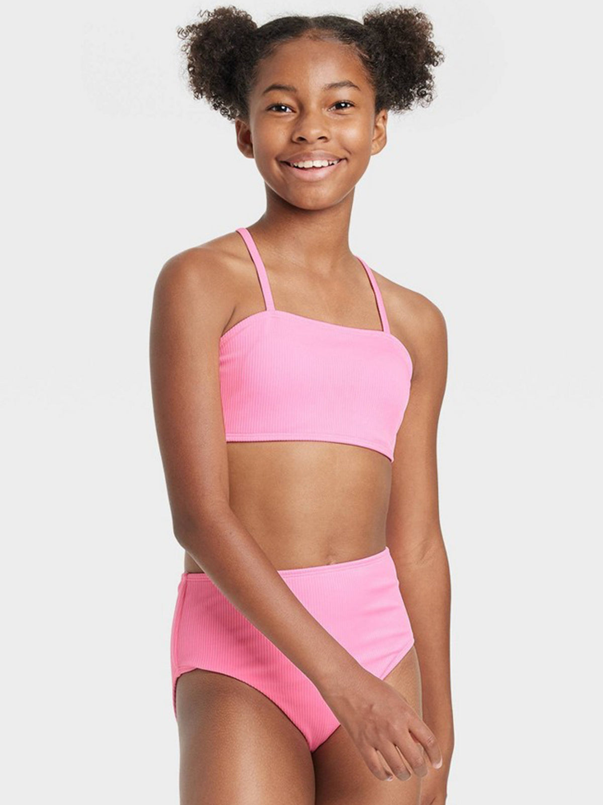 Image for Kids Girl Ribbed Bralette Bikini Top,Light Pink