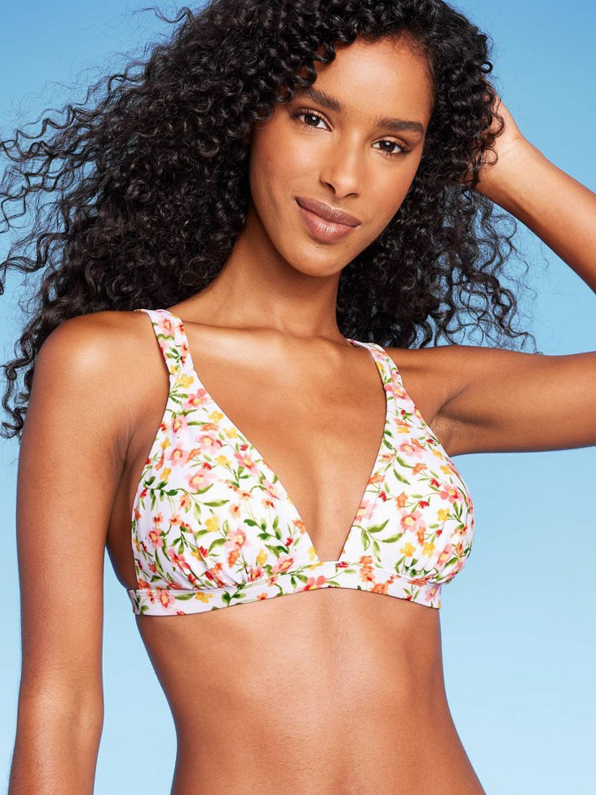 Image for Women's Floral Printed Bikini Top,White