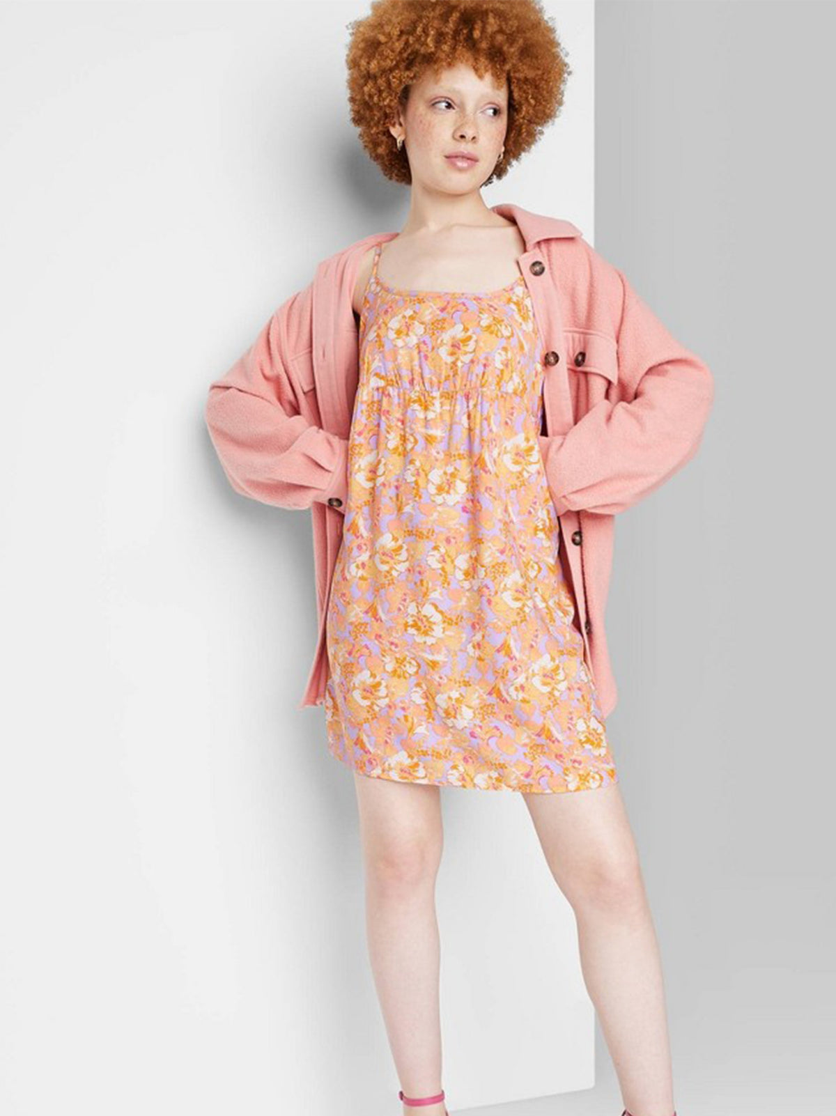 Image for Women's Floral Printed Dress,Orange