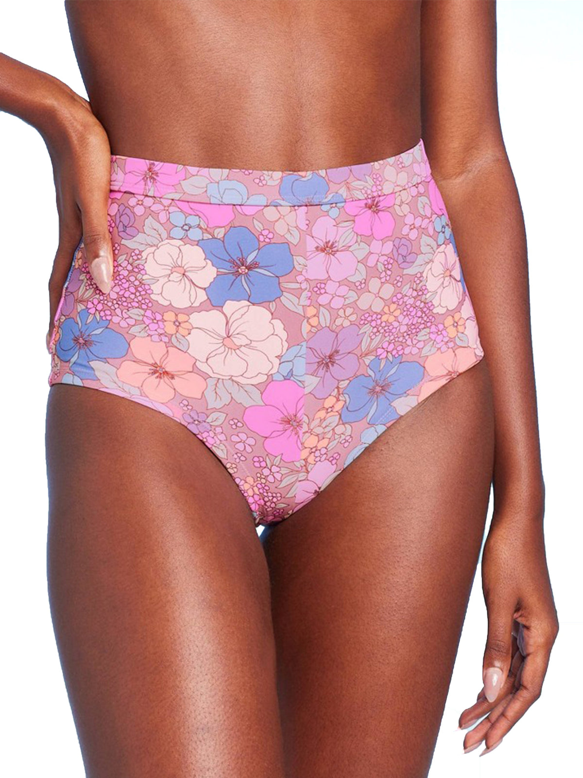 Image for Women's Floral Printed High Waist Bikini Bottom,Multi