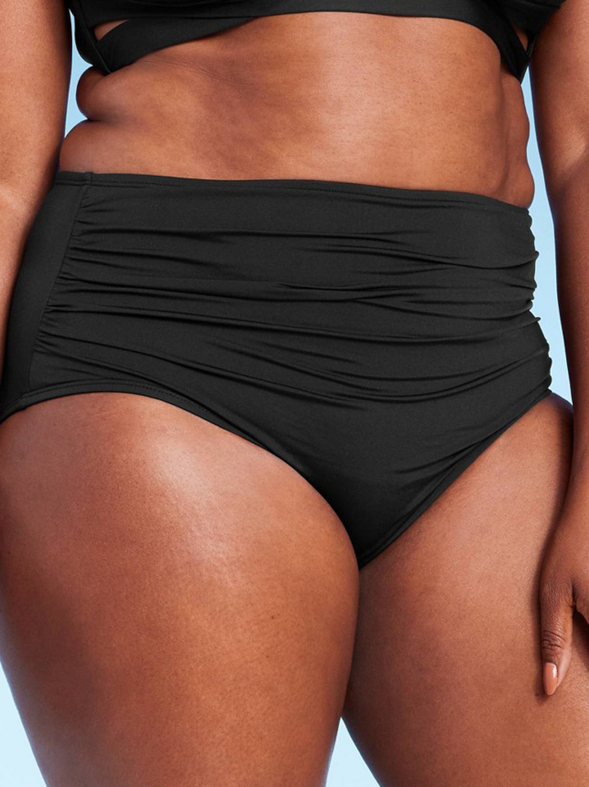 Image for Women's Shirred Bikini Bottom,Black