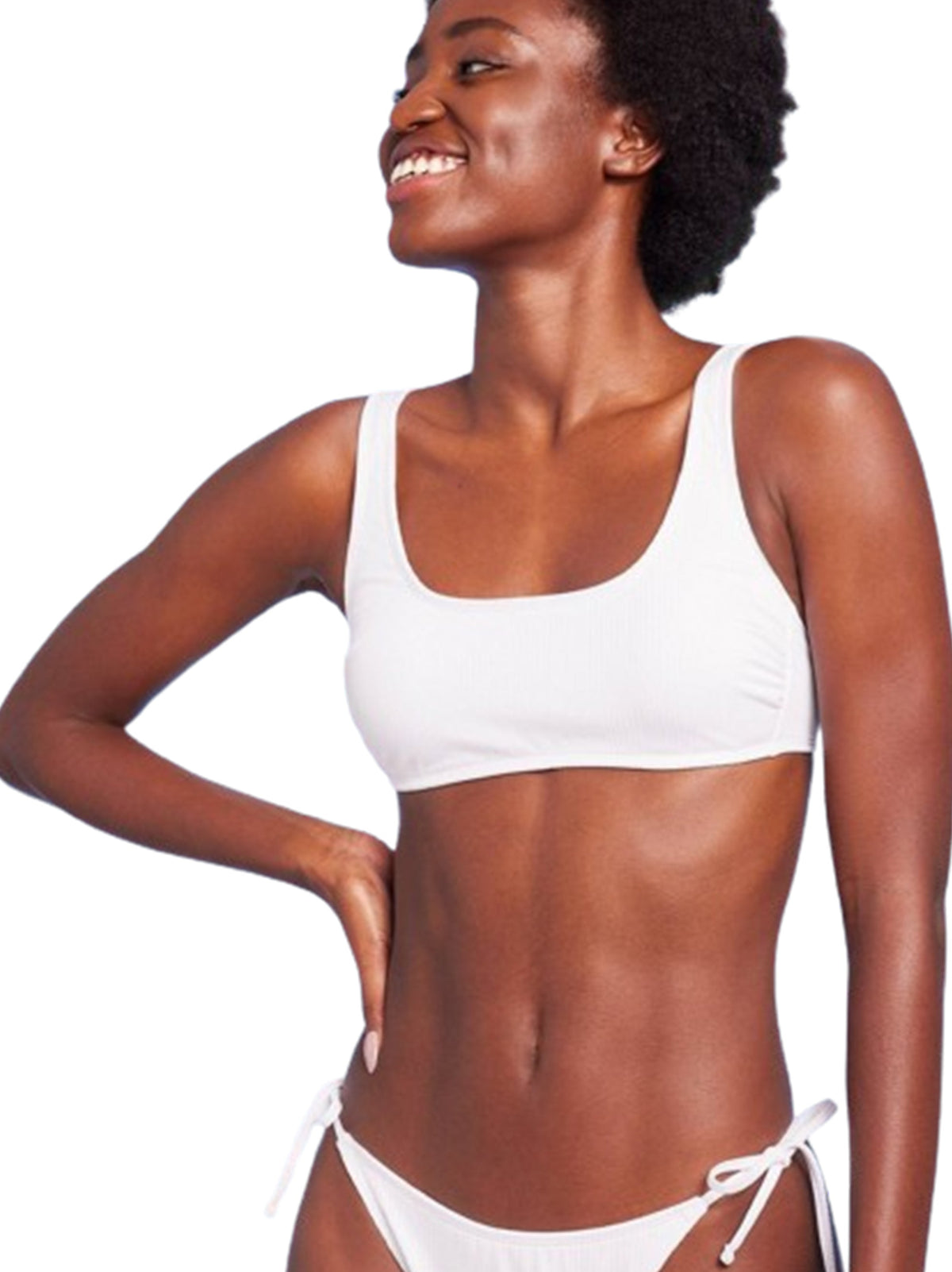 Image for Women's Ribbed Bralette Bikini Top,White