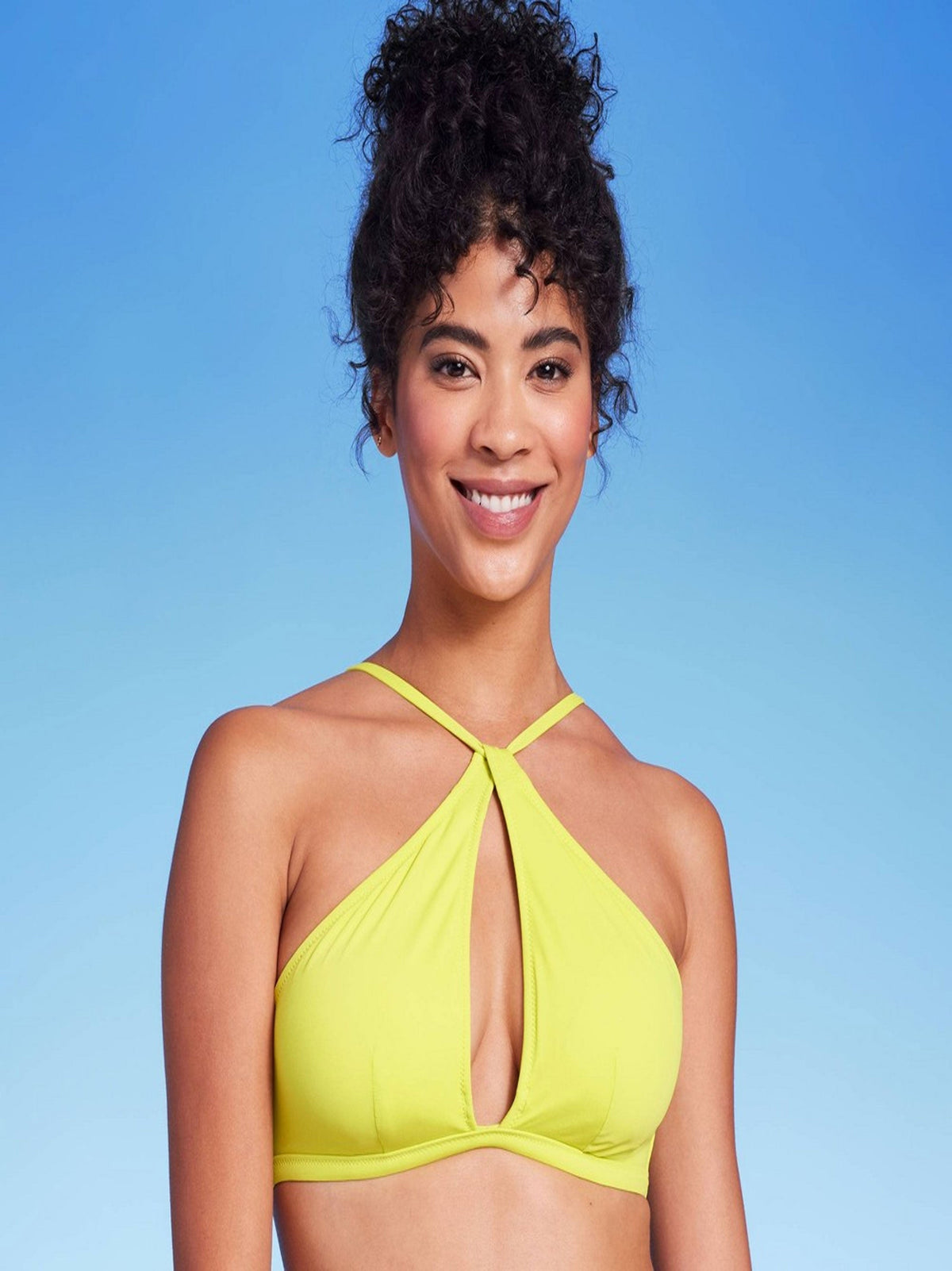 Image for Women's Keyhole Halter Bikini Top,Lime Green