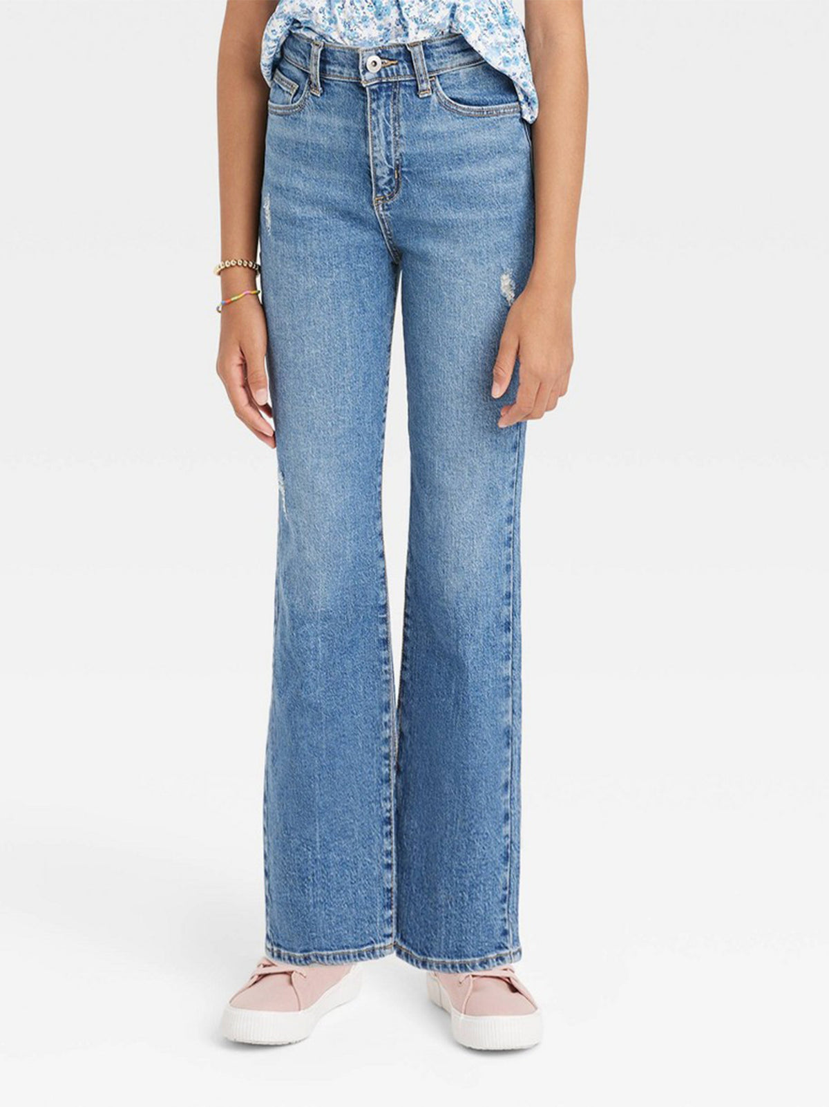 Image for Kid's Girl Ripped Washed Jeans,Blue