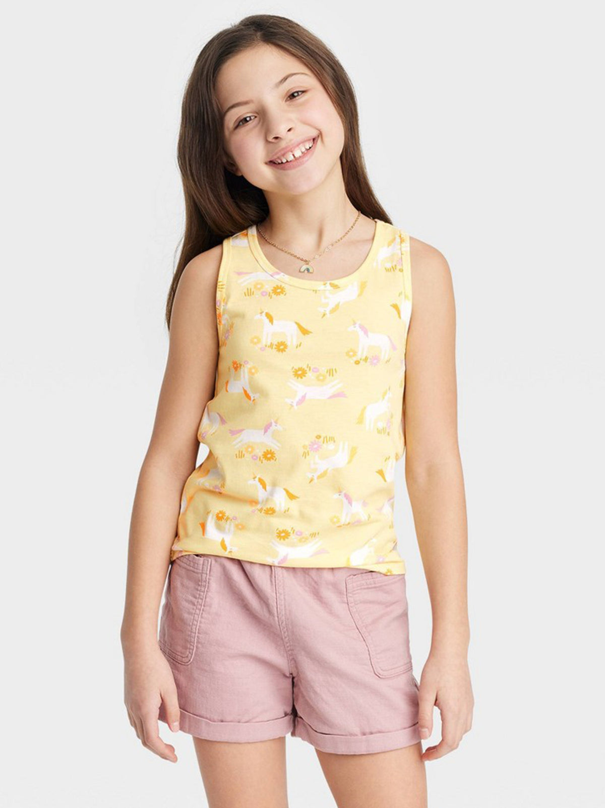 Image for Kids Girl Graphic Printed Tank Top,Yellow