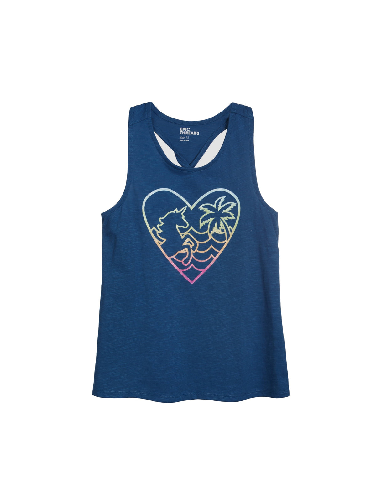 Image for Kids Girl Graphic Printed Tank Top,Dark Blue