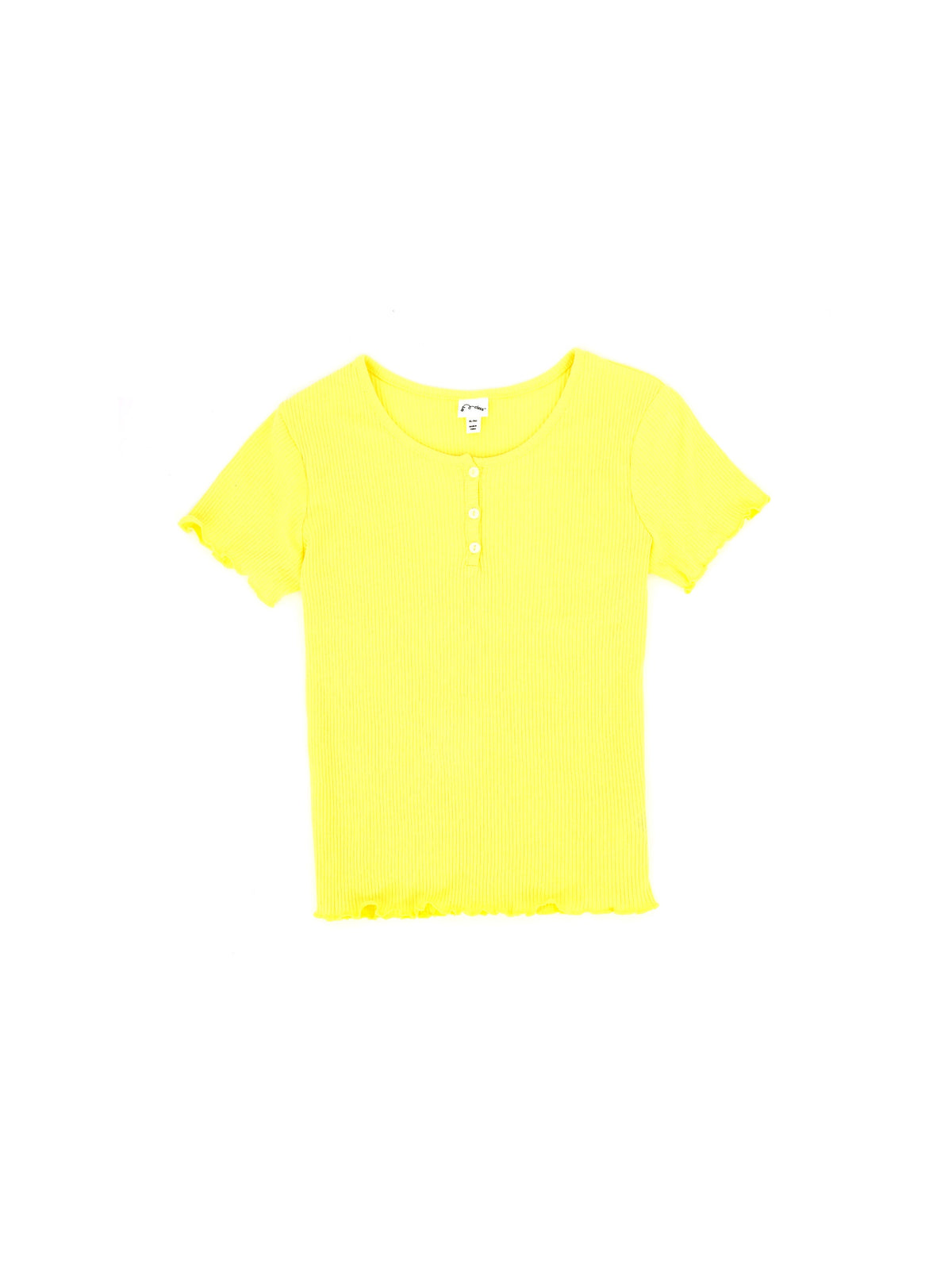 Image for Kids Girl Ribbed Henley Top,Yellow