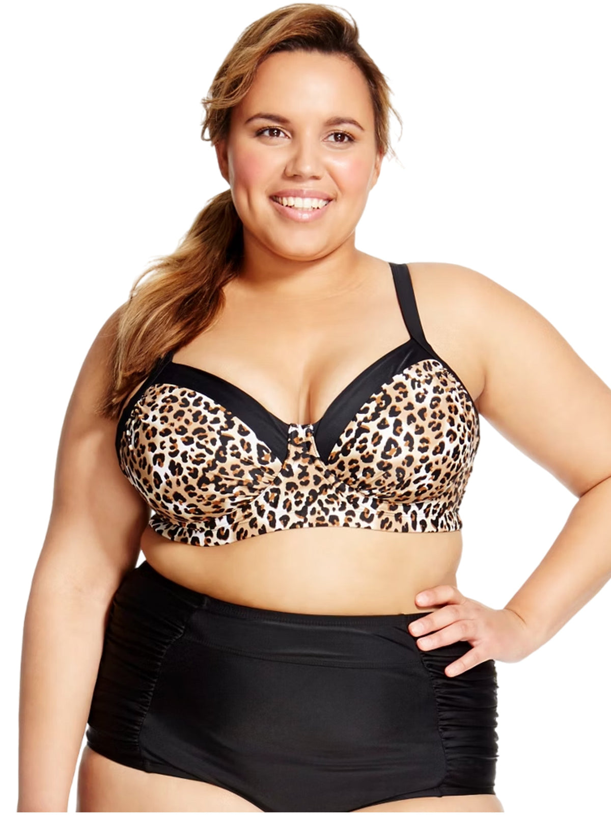 Image for Women's Leopard Print Bikini Top,Black
