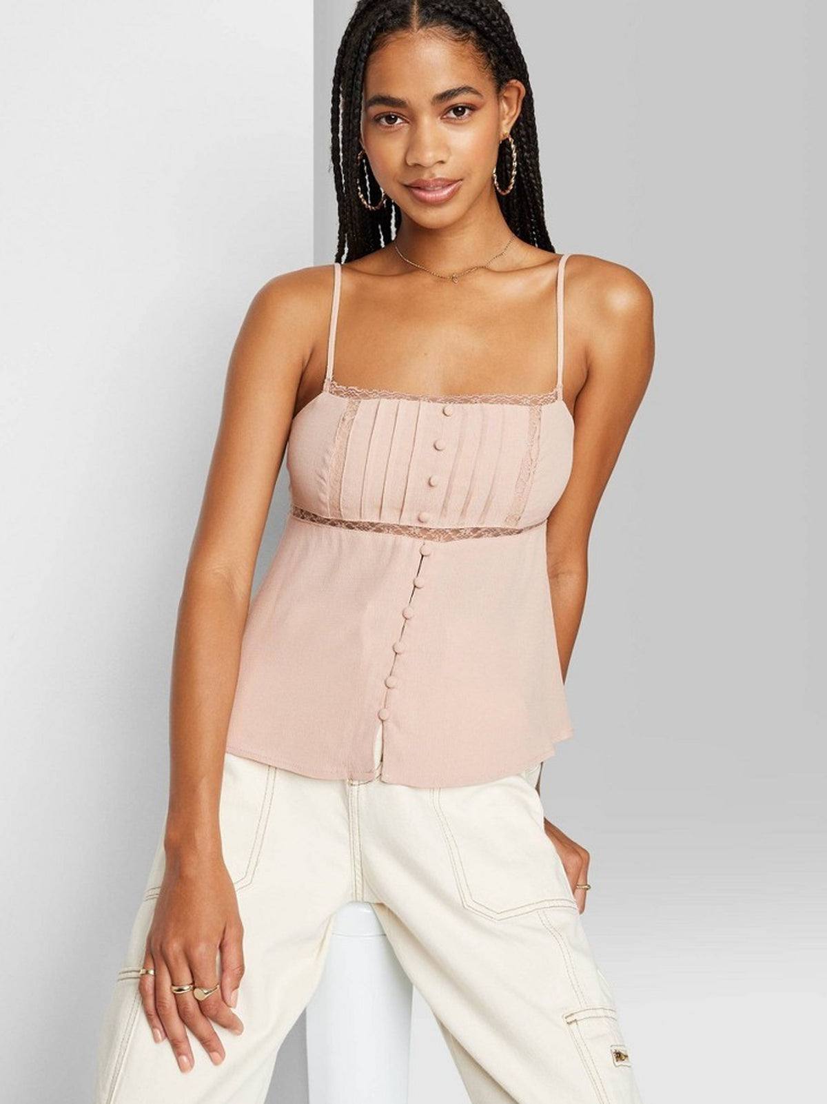 Image for Women's Lace Trim Camisole,Beige