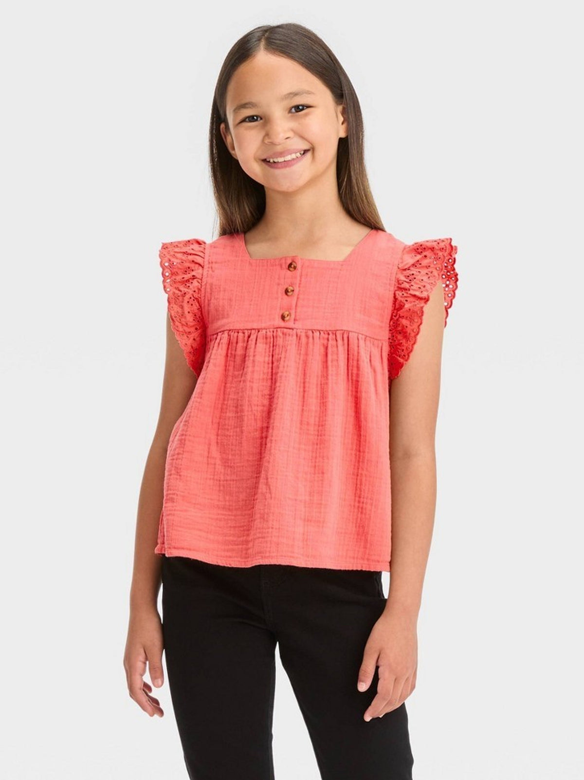 Image for Kids Girl's Gauze Woven Shirt,Peach