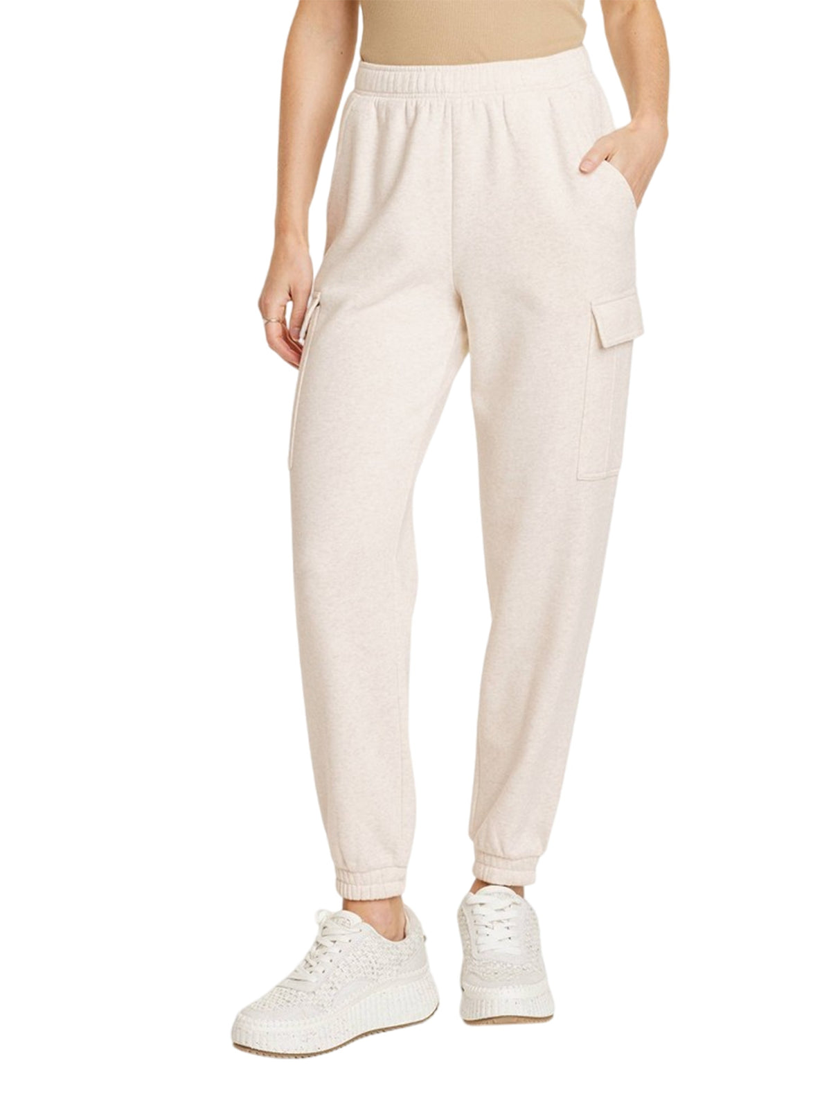 Image for Women's Plain Solid Sport Pants,Light Beige