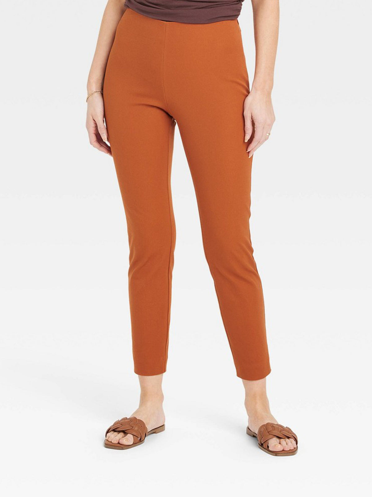 Image for Women's Plain Solid Pants,Brick