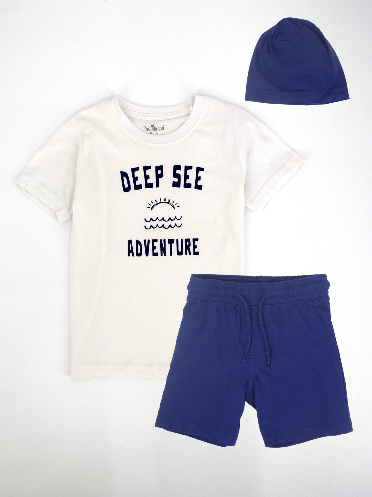 Image for Kids Boy's 2 Pcs Graphic Printed Top & Bottom Set,White/Navy