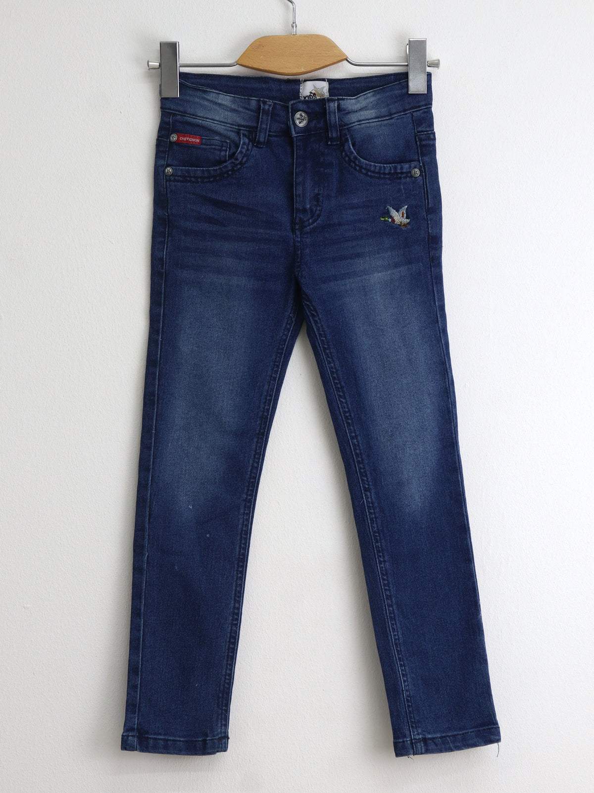 Image for Kids Girl's Brand Logo Washed Embroidered Jeans,Blue