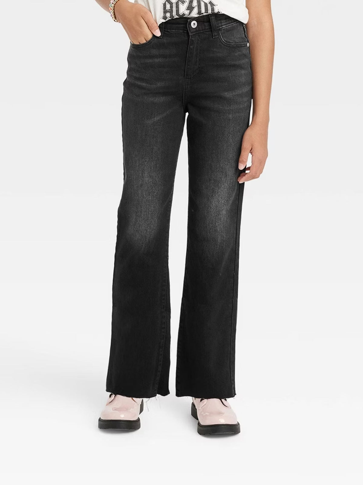 Image for Kids Girl's Washed Jeans,Dark Grey