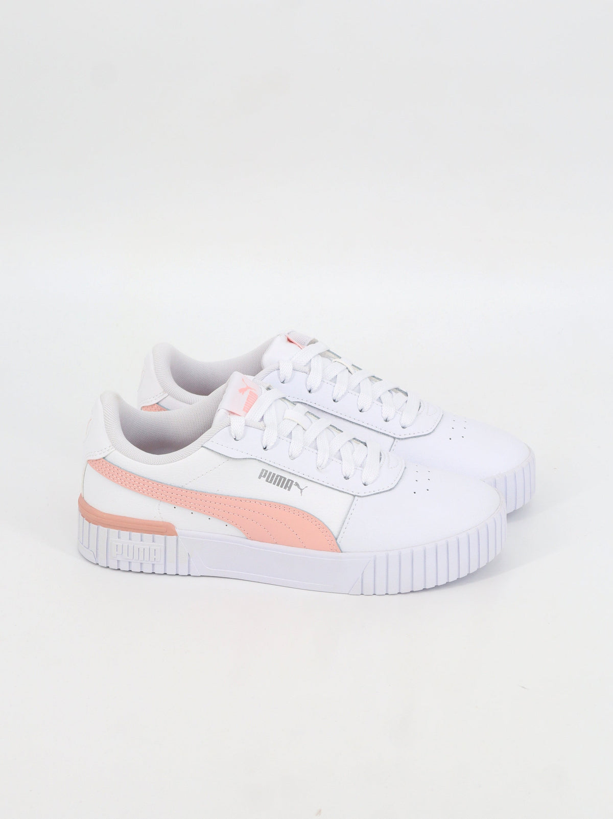 Image for Women's Brand Logo Printed Sneakers,White/Peach
