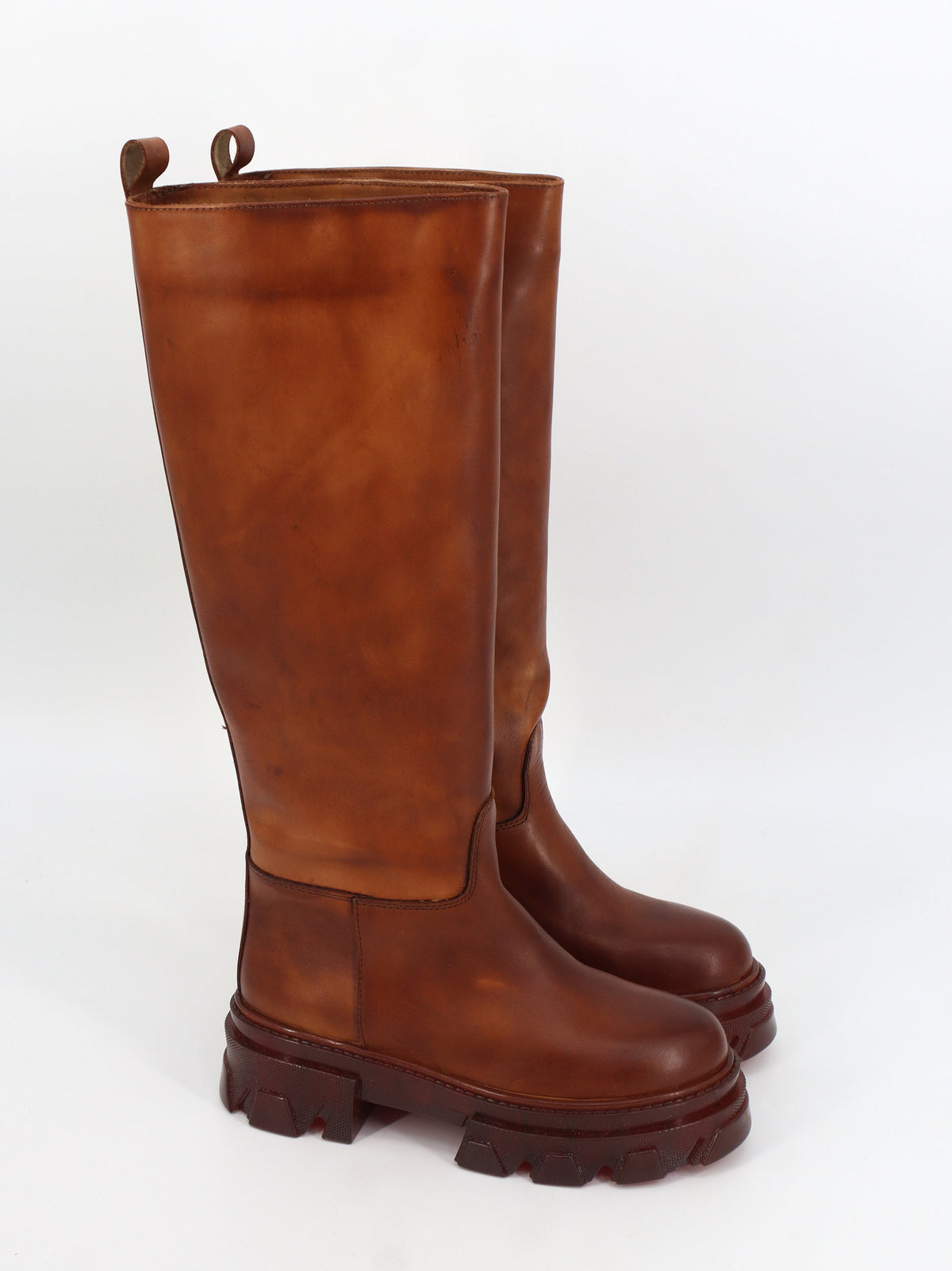 Image for Women's Plain Leather Boots,Brown