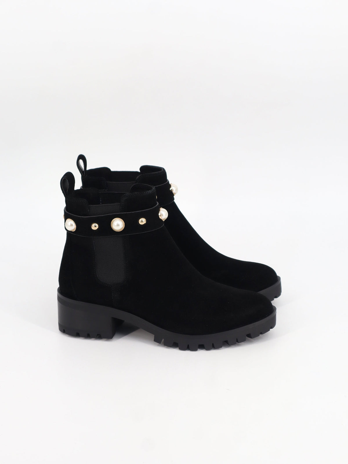 Image for Women's Beads Suede Leather Ankle Boots,Black