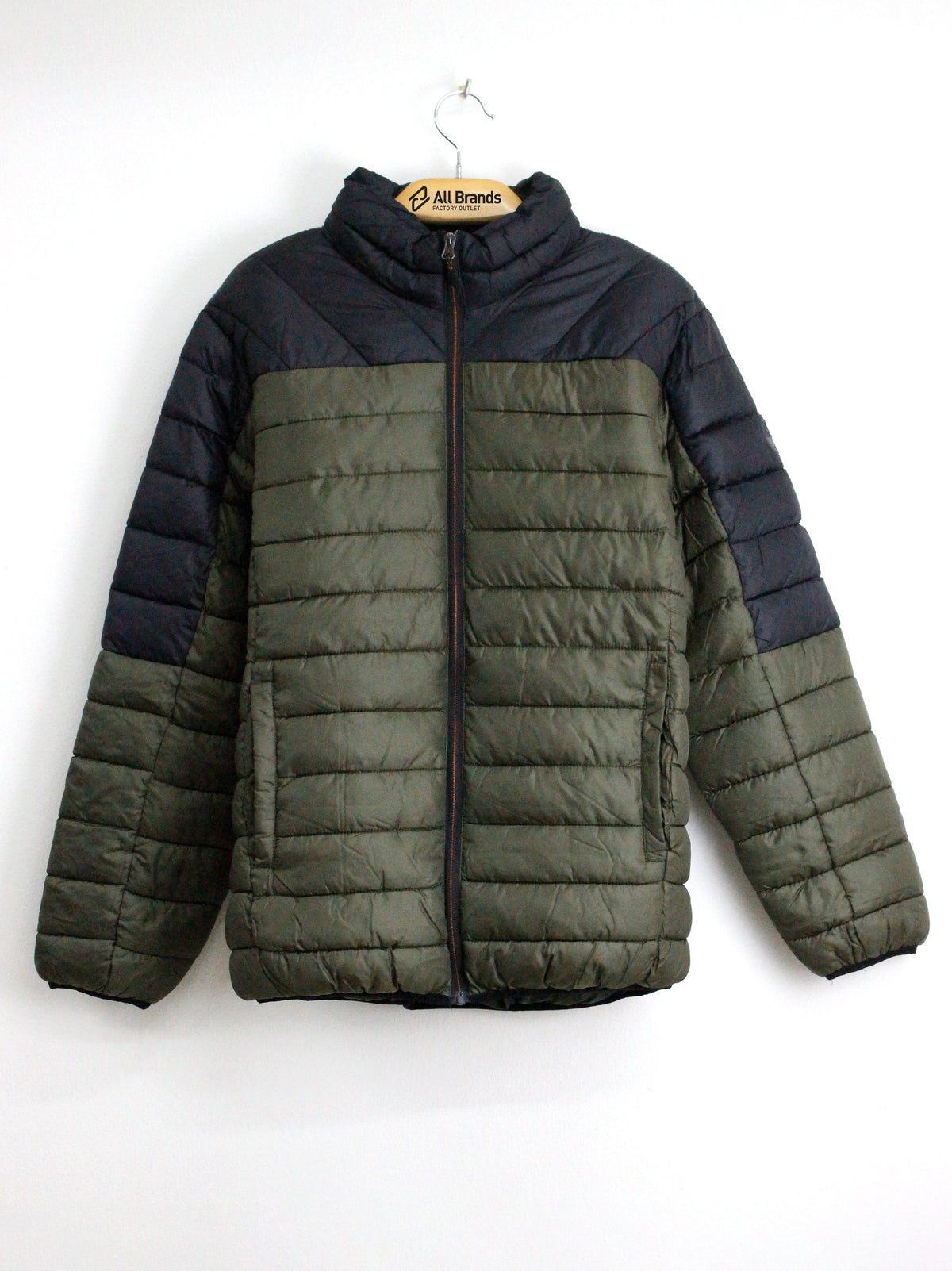 Image for Men's Colorblocked Puffer Jacket,Olive/Black