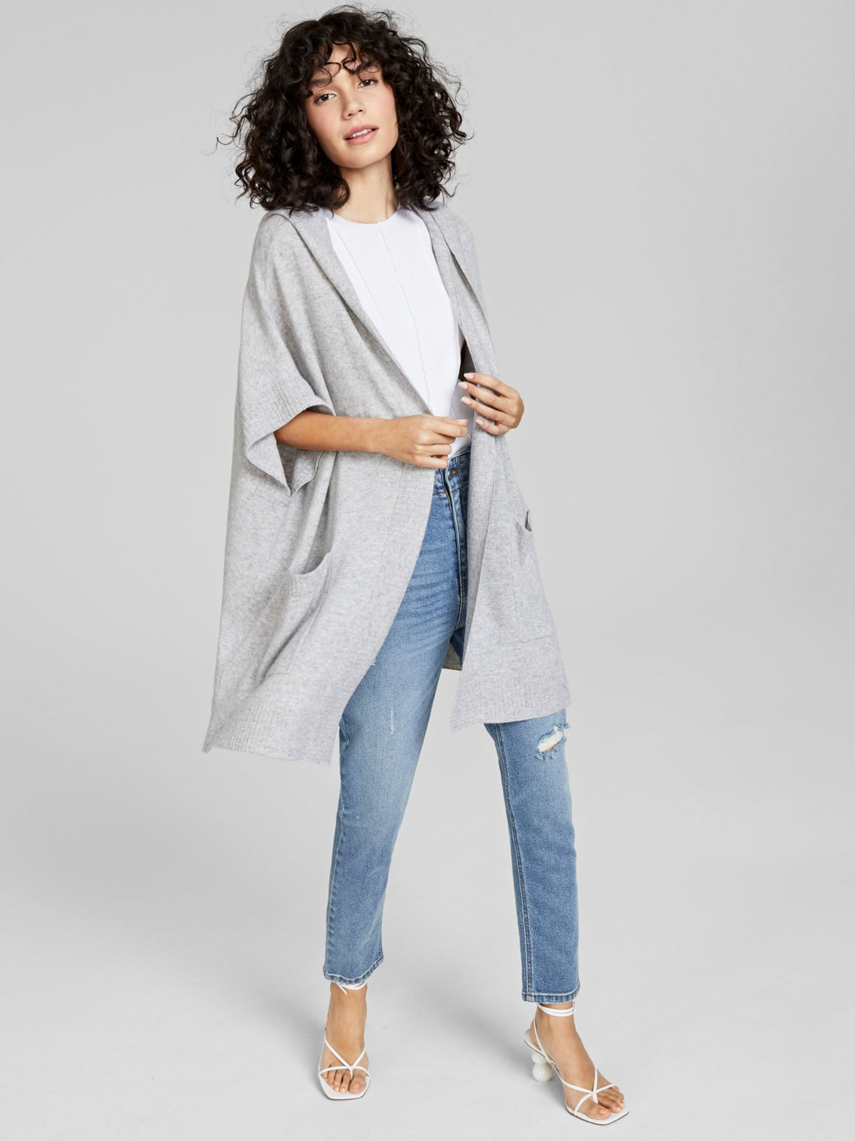 Image for Women's Plain Cashmere Long Cardigan,Grey