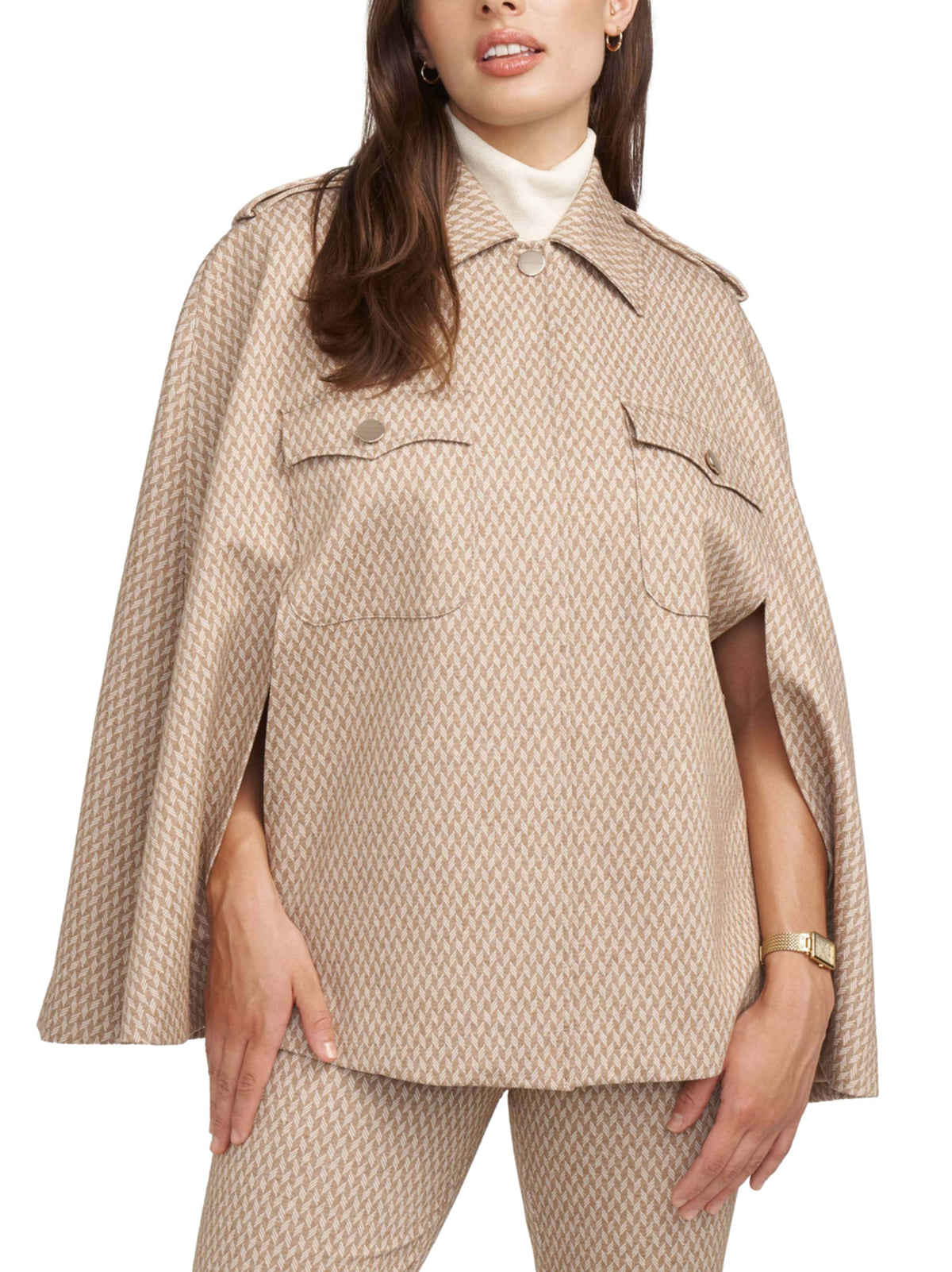 Image for Women's Chevron Knit Cape Jacket,Beige