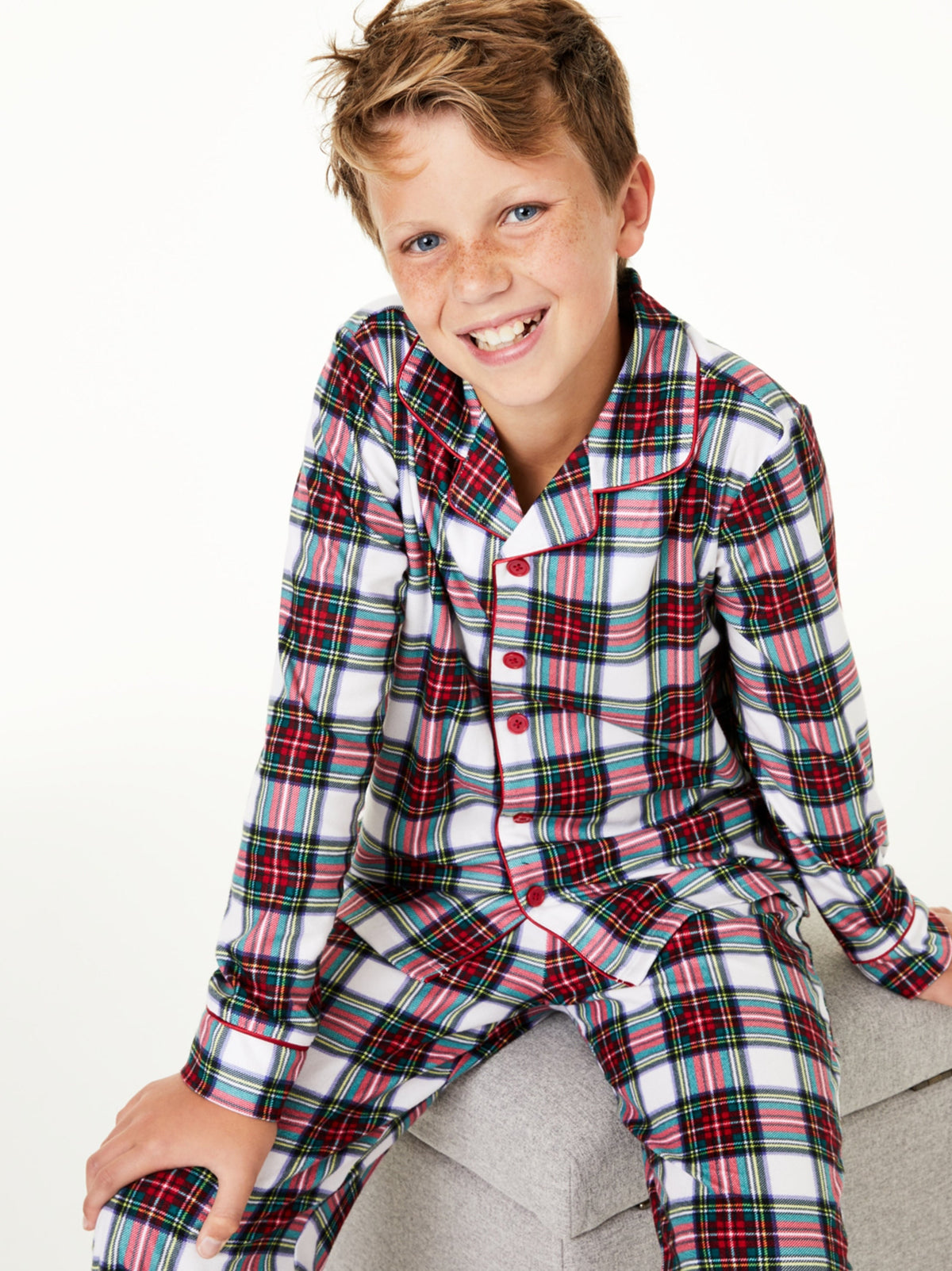 Image for Kids Boy's 2 Pcs Plaid Top & Bottom Sleepwear Set,Multi