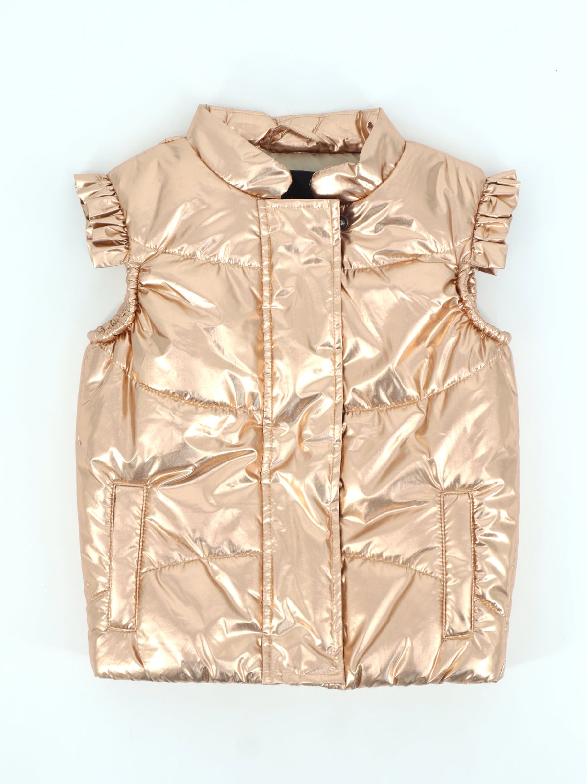 Image for Kids Girl's Quilted Glossy Vest,Copper