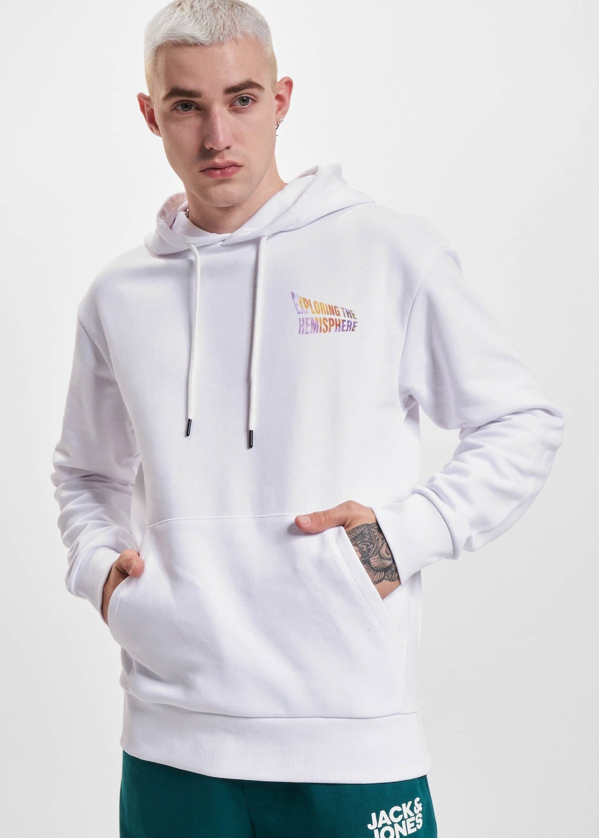 Image for Men's Graphic Printed Hoodie,White