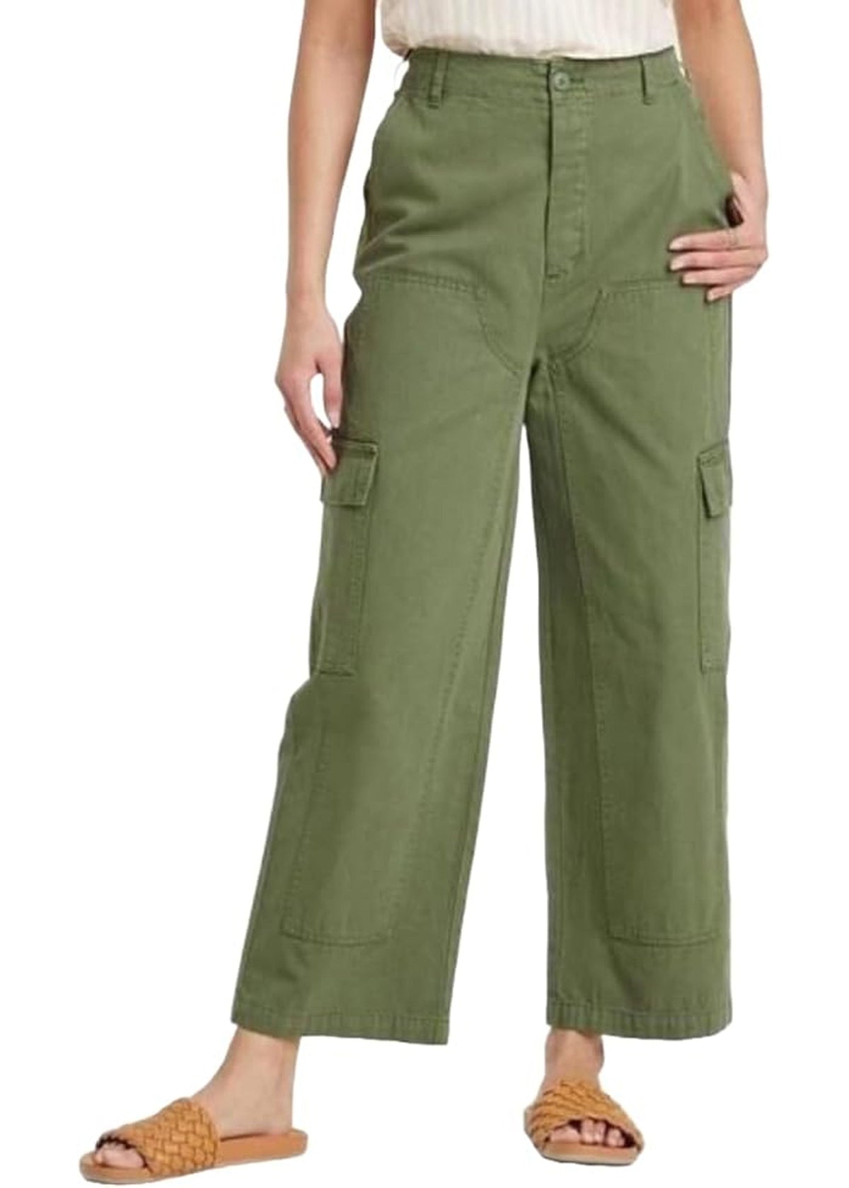 Image for Women's Plain Cargo Pants,Olive