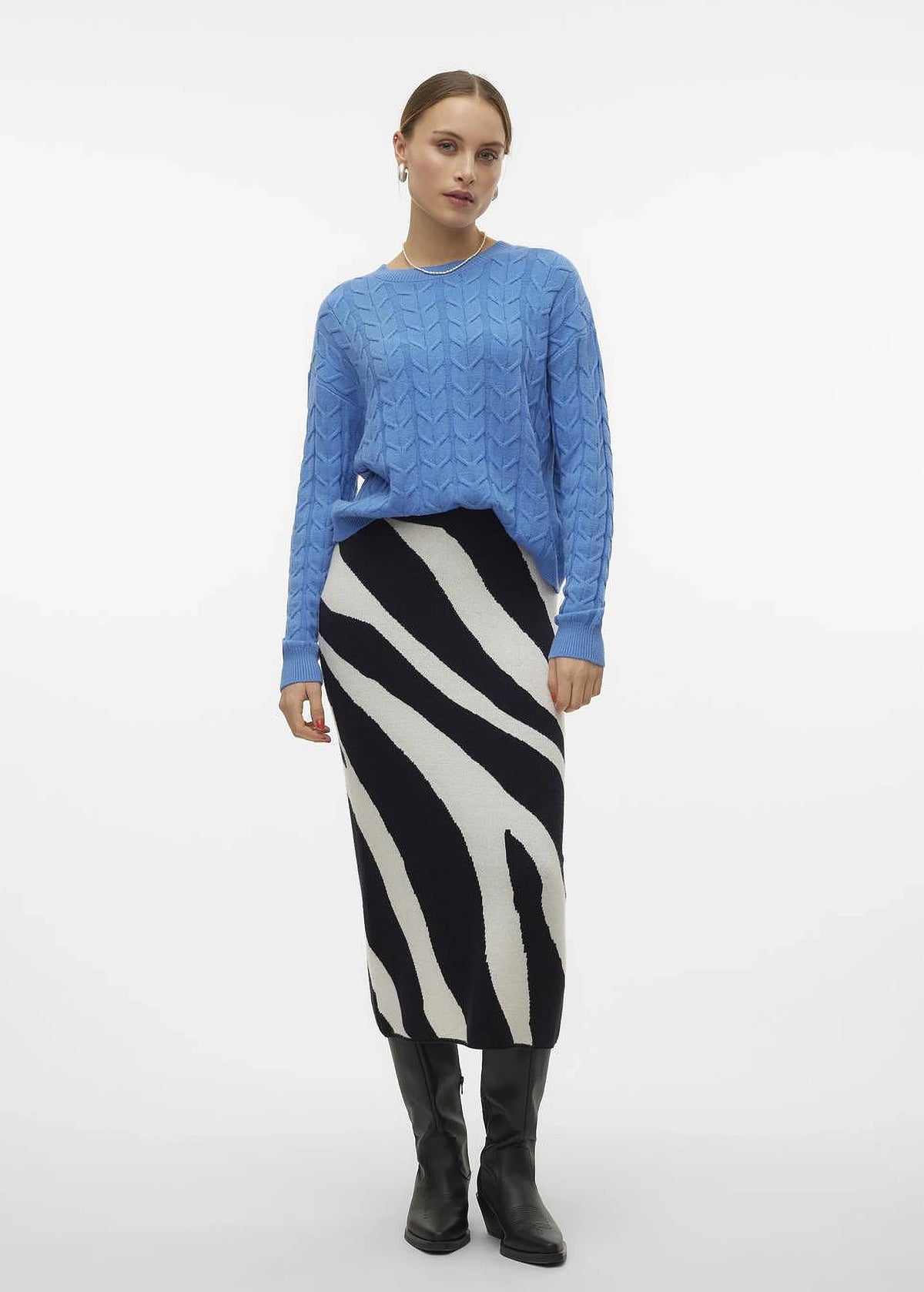 Image for Women's Printed Long Skirt,Black/White