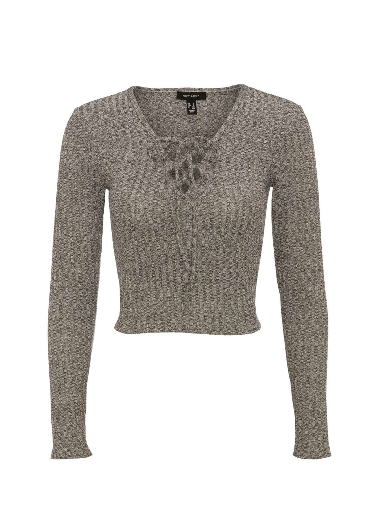Image for Women's Textured Cropped Sweater,Grey