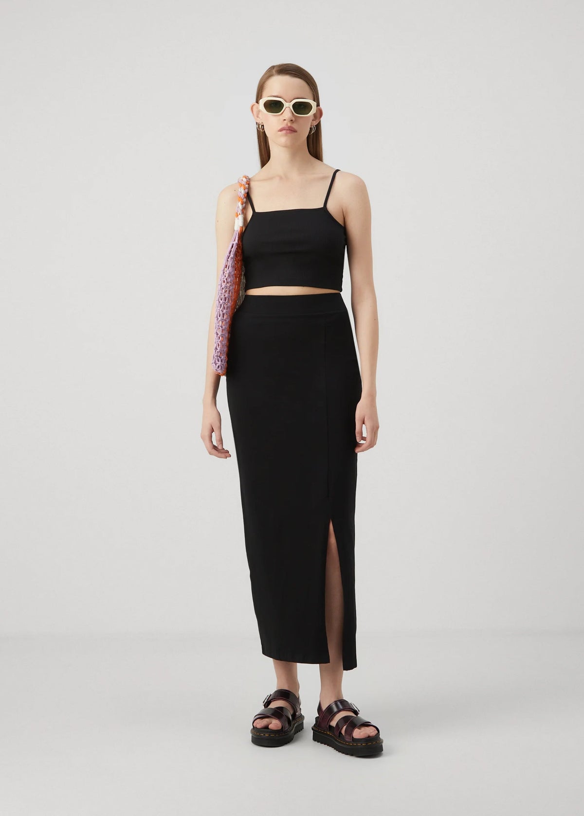 Image for Women's Side Slit Long Skirt,Black