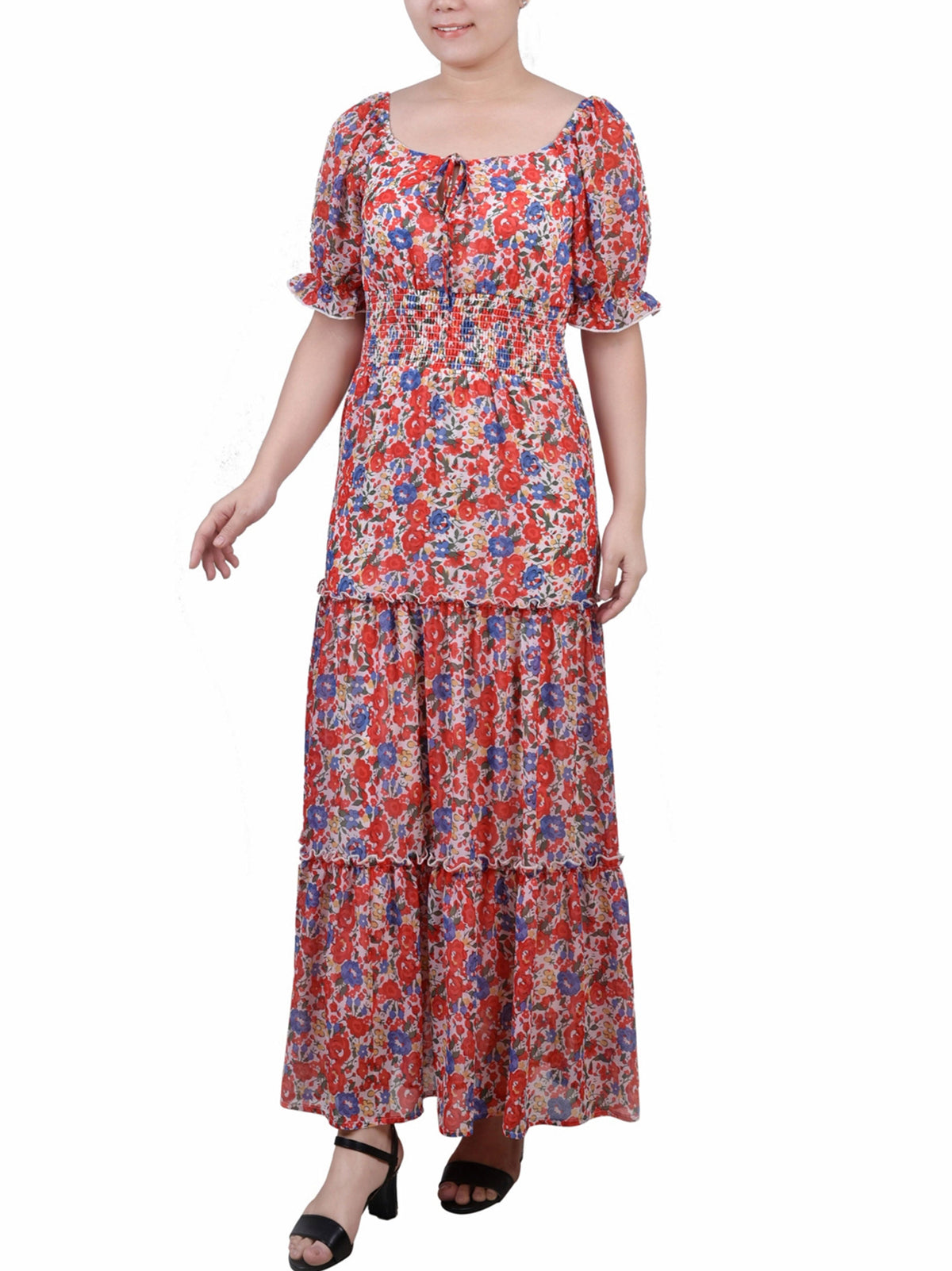 Image for Women's Floral Printed Tiered Dress,Multi