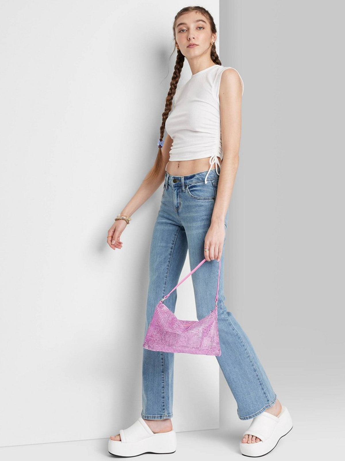 Image for Women's Washed Flare Jeans,Light Blue