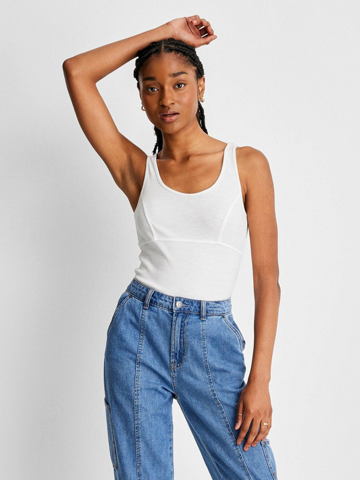 Image for Women's Ribbed Knit Tank Top,White