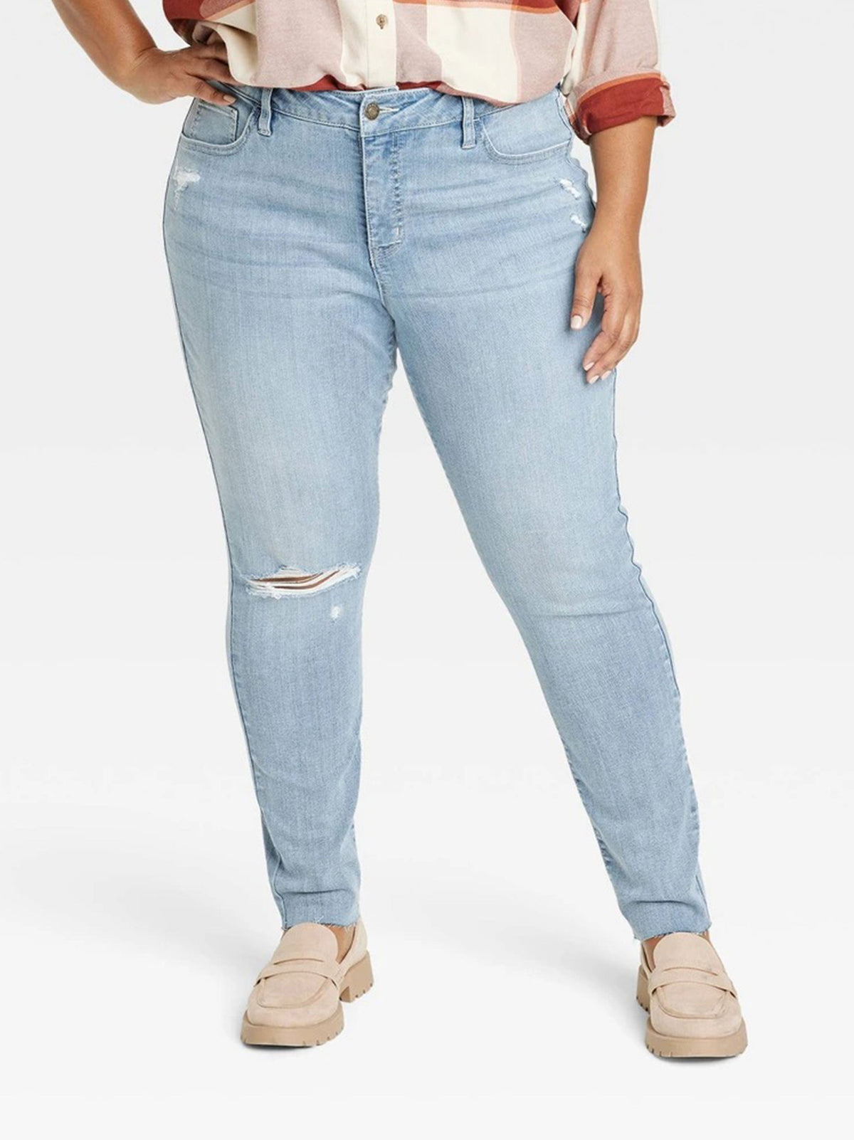 Image for Women's Ripped Washed Jeans,Light Blue