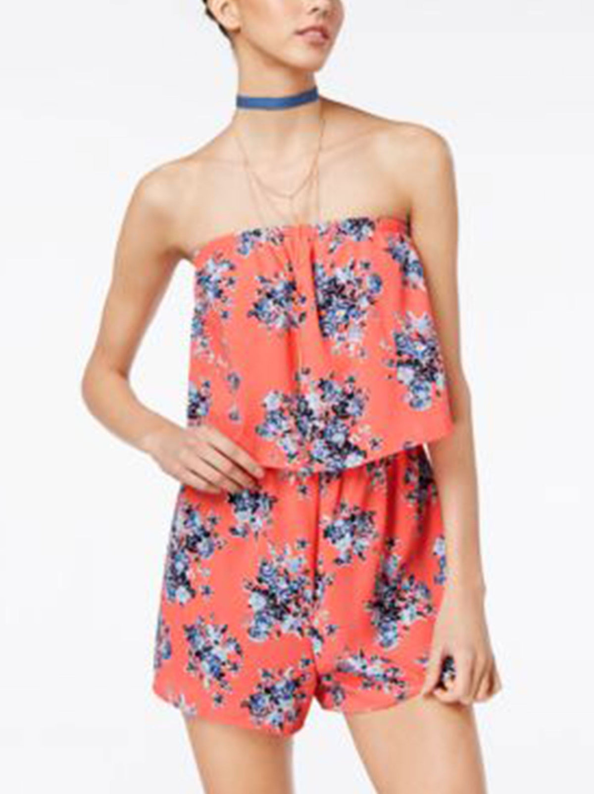 Image for Women's Floral Printed Romper,Dark Peach