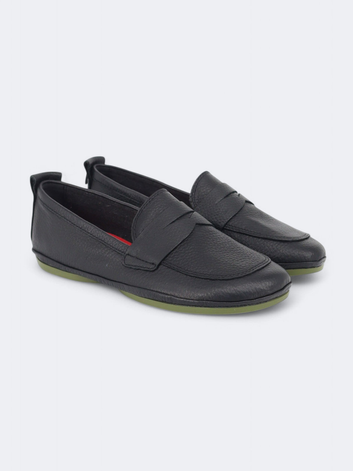 Image for Women's Leather Flat Shoes,Black