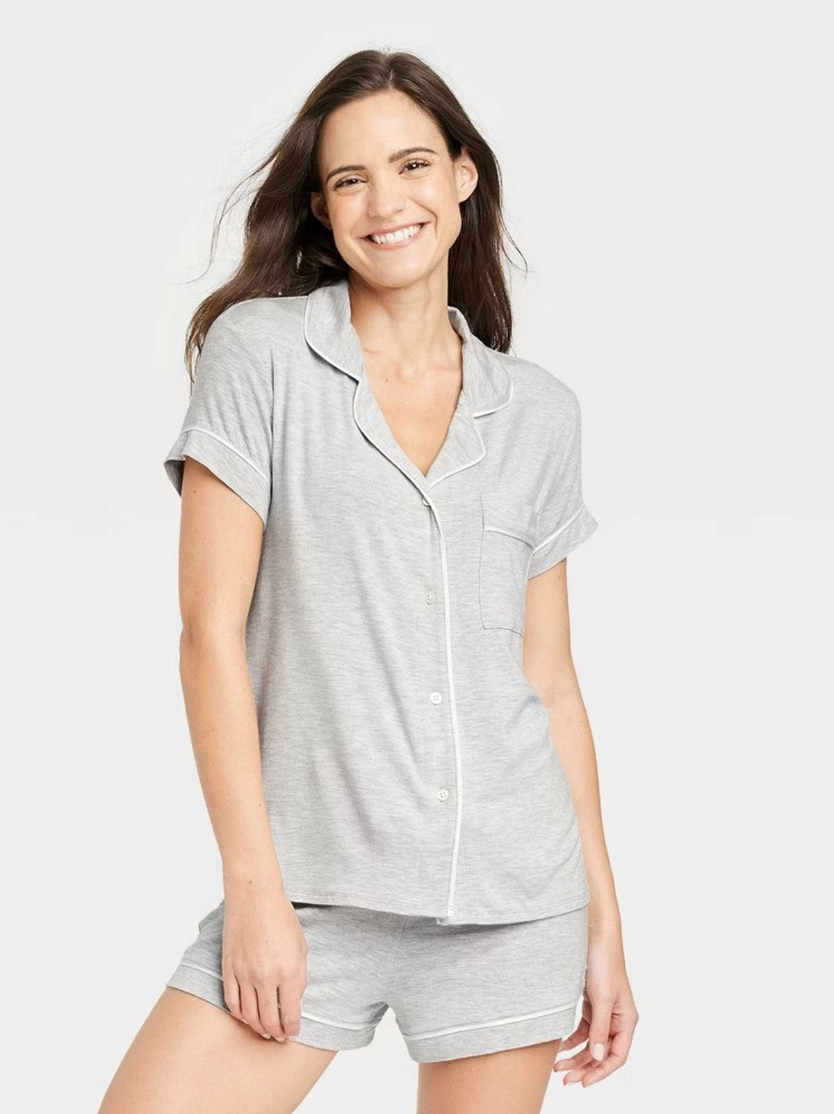 Image for Women's Buttons Down Sleepwear Top,Light Grey