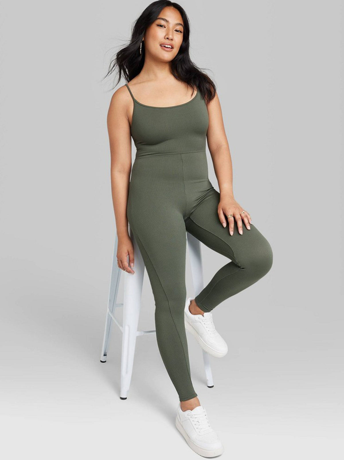 Image for Women's Ribbed Jumpsuit,Olive
