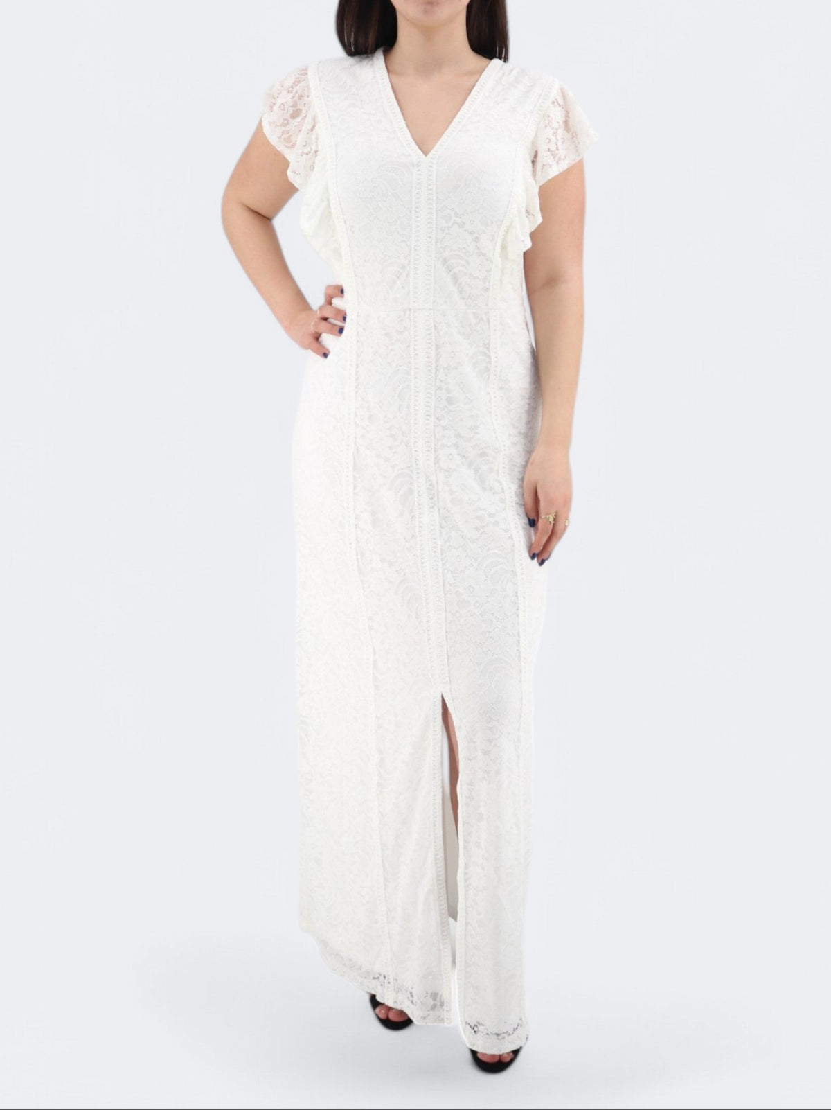 Image for Women's Front Slit Lace Dress,White