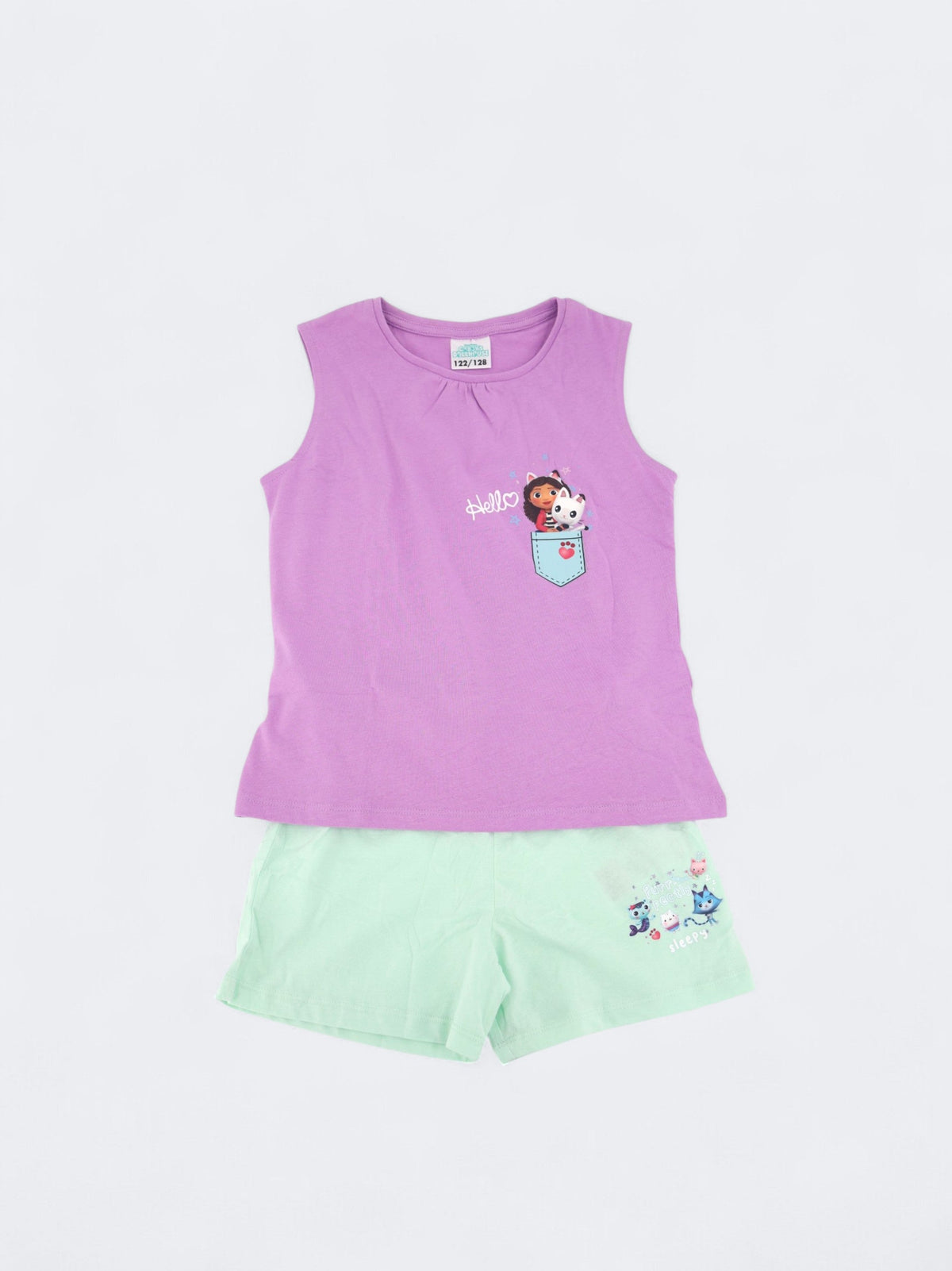 Image for Kid's Girl's Graphic Printed Set 2 Pcs Tank With Short,Purple/Aqua