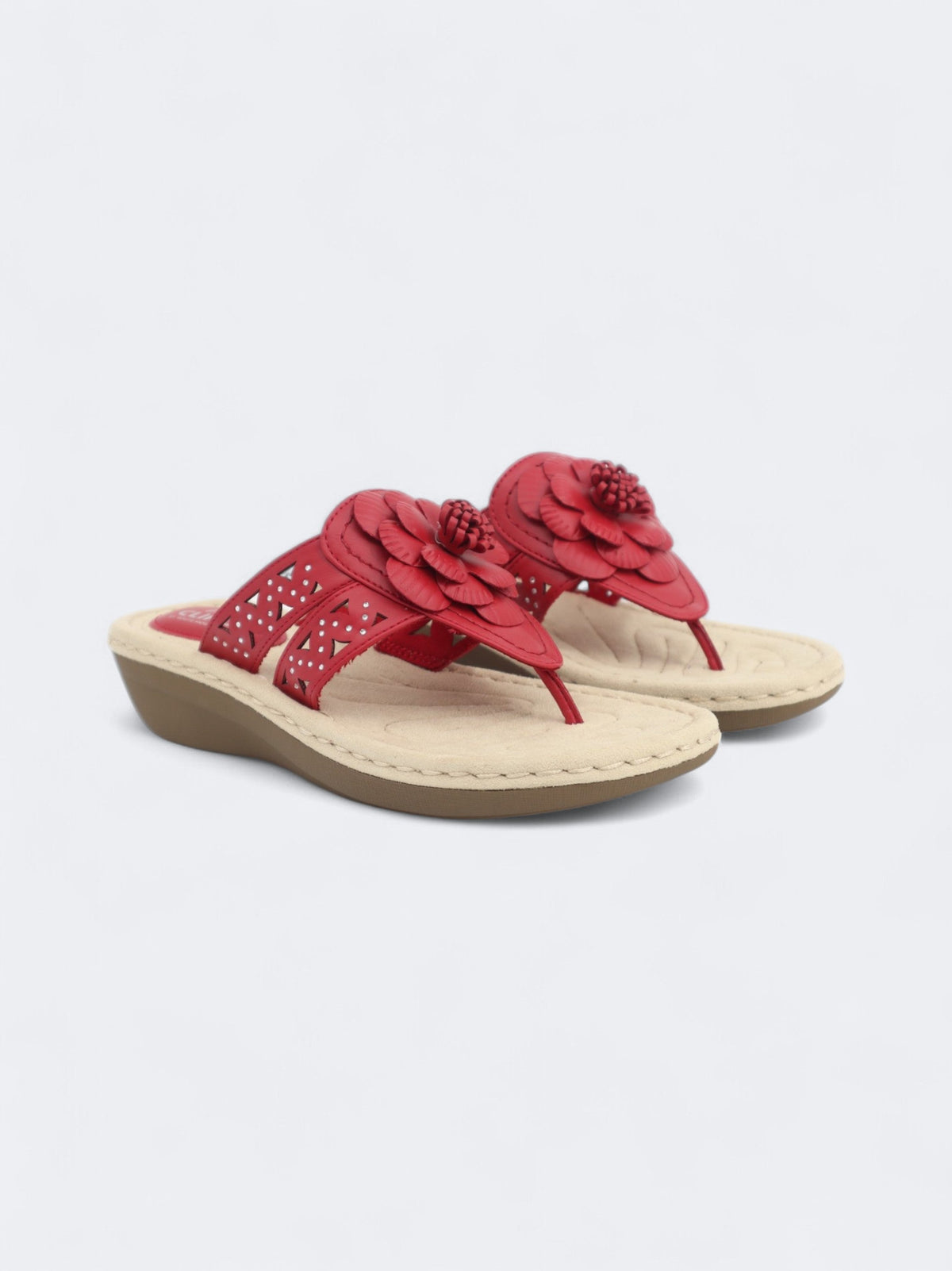 Image for Women's Embellished Slippers,Red